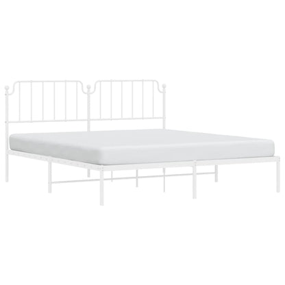 Metal Bed Frame without Mattress with Headboard White 160x200cm