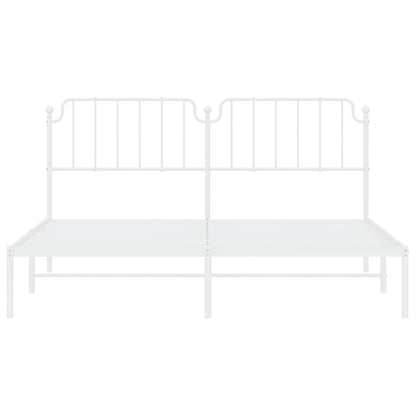 Metal Bed Frame without Mattress with Headboard White 160x200cm