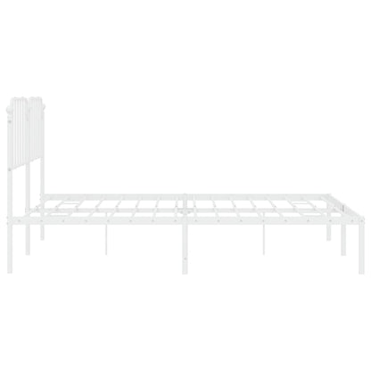 Metal Bed Frame without Mattress with Headboard White 160x200cm