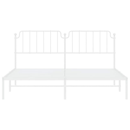Metal Bed Frame without Mattress with Headboard White 183x213cm