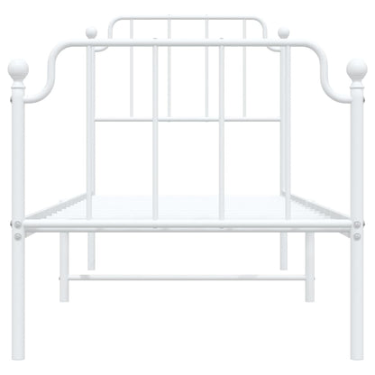 Metal Bed Frame without Mattress with Footboard White 75x190cm