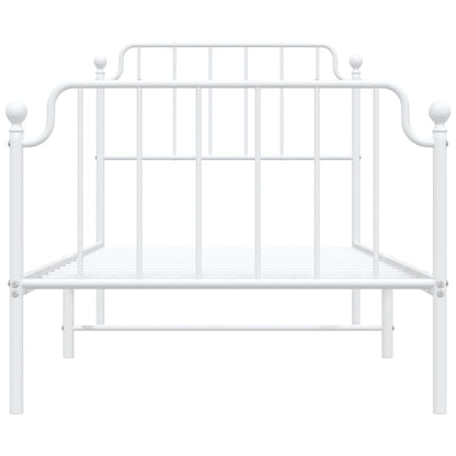 Metal Bed Frame without Mattress with Footboard White 90x190cm