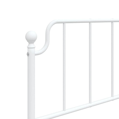Metal Bed Frame without Mattress with Footboard White 90x190cm
