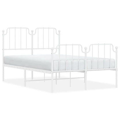 Metal Bed Frame without Mattress with Footboard White 120x200cm