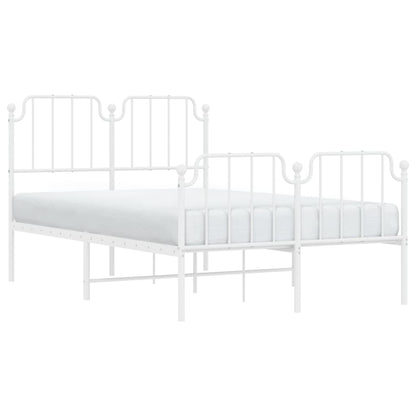 Metal Bed Frame without Mattress with Footboard White 120x200cm