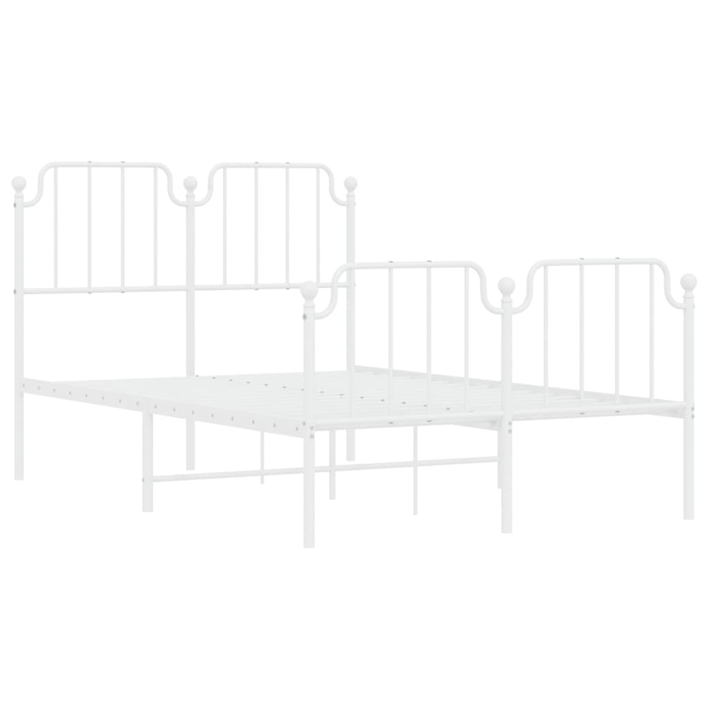 Metal Bed Frame without Mattress with Footboard White 120x200cm