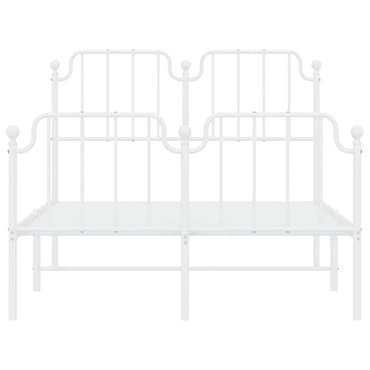 Metal Bed Frame without Mattress with Footboard White 120x200cm