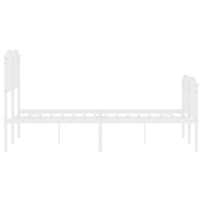 Metal Bed Frame without Mattress with Footboard White 120x200cm