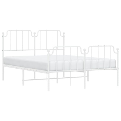 Metal Bed Frame without Mattress with Footboard White 140x200cm