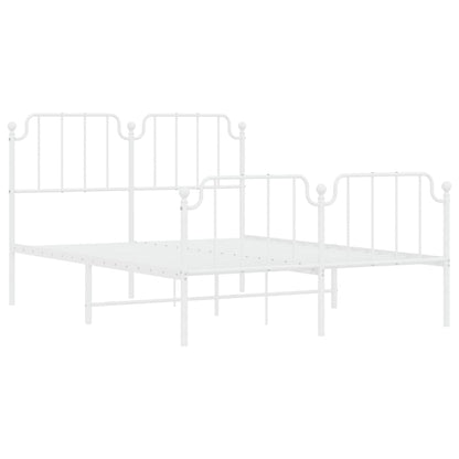 Metal Bed Frame without Mattress with Footboard White 140x200cm