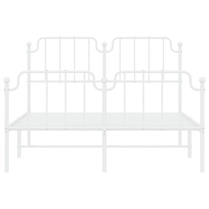 Metal Bed Frame without Mattress with Footboard White 140x200cm