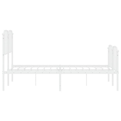 Metal Bed Frame without Mattress with Footboard White 140x200cm