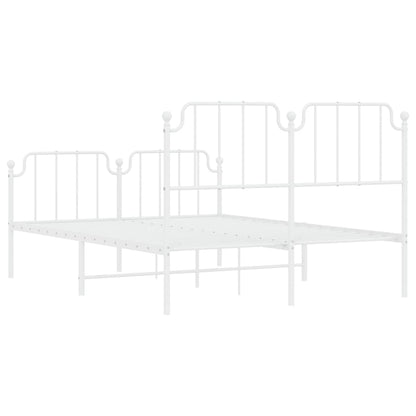 Metal Bed Frame without Mattress with Footboard White 140x200cm