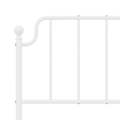 Metal Bed Frame without Mattress with Footboard White 140x200cm