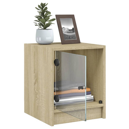 Bedside Cabinets with Glass Doors 2 pcs Sonoma Oak 35x37x42 cm