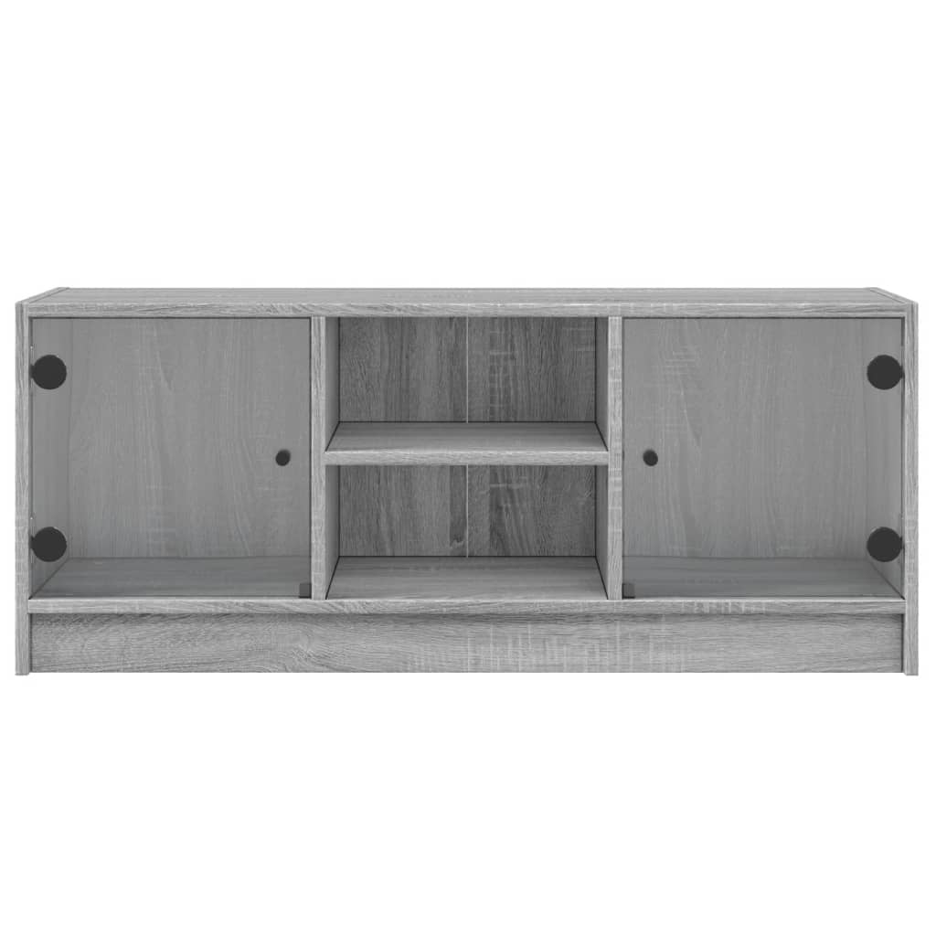 TV Cabinet with Glass Doors Grey Sonoma 102x37x42 cm