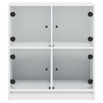 Side Cabinet with Glass Doors White 68x37x75.5 cm