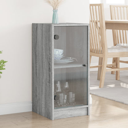 Side Cabinet with Glass Doors Grey Sonoma 35x37x75.5 cm
