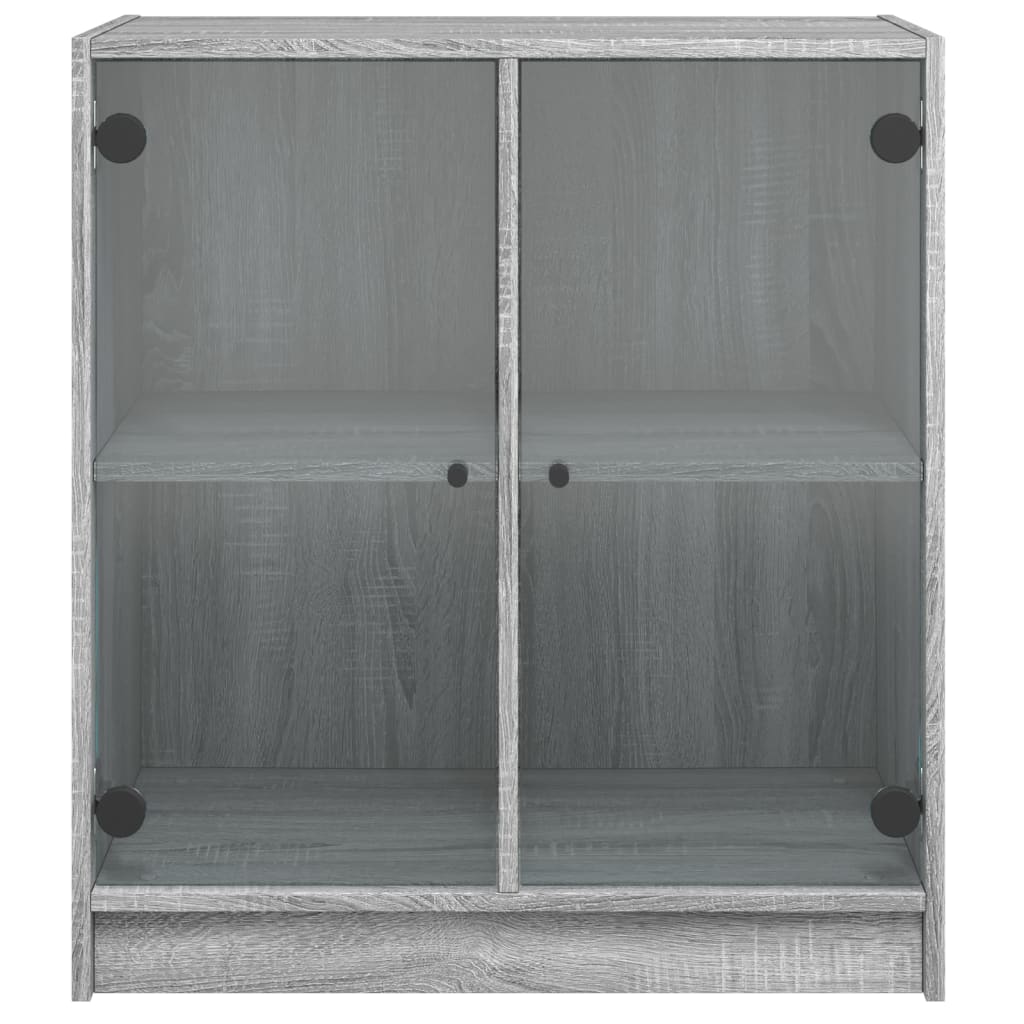 Side Cabinet with Glass Doors Grey Sonoma 68x37x75.5 cm