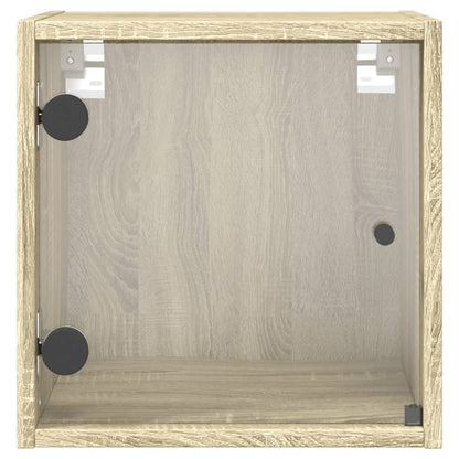 Bedside Cabinets with Glass Doors 2 pcs Sonoma Oak 35x37x35 cm