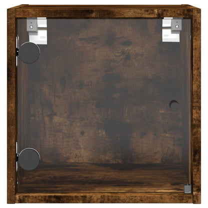 Bedside Cabinets with Glass Doors 2 pcs Smoked Oak 35x37x35 cm