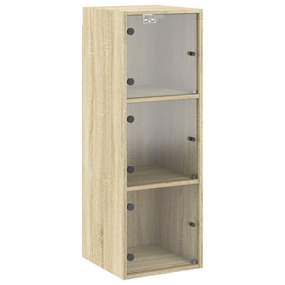 Wall Cabinet with Glass Doors Sonoma Oak 35x37x100 cm