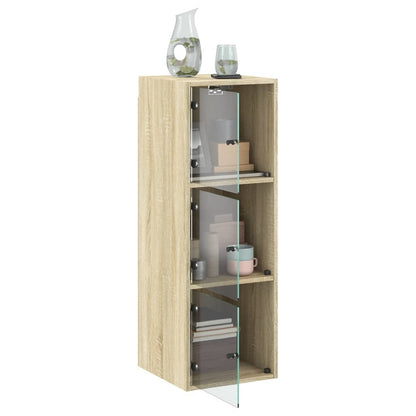 Wall Cabinet with Glass Doors Sonoma Oak 35x37x100 cm