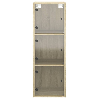 Wall Cabinet with Glass Doors Sonoma Oak 35x37x100 cm