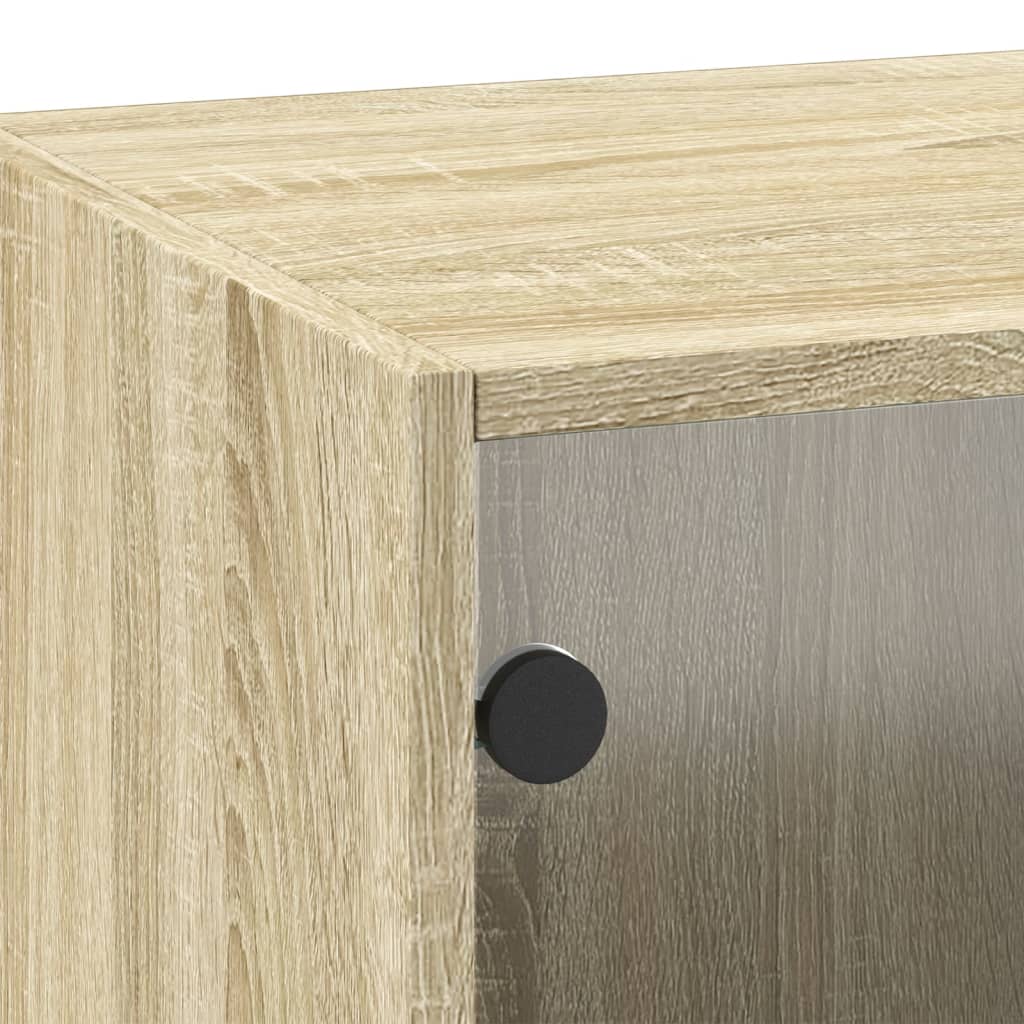 Wall Cabinet with Glass Doors Sonoma Oak 35x37x100 cm