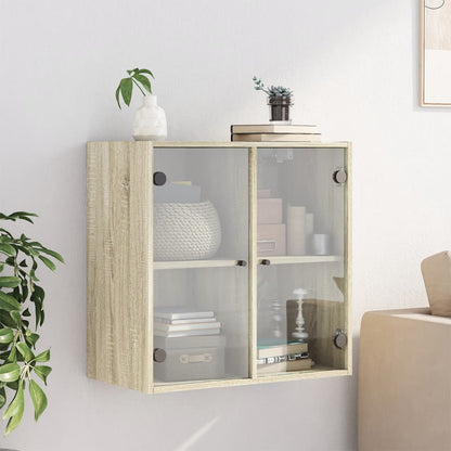 Wall Cabinet with Glass Doors Sonoma Oak 68x37x68.5 cm