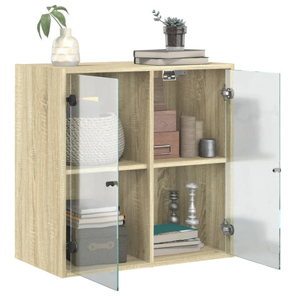Wall Cabinet with Glass Doors Sonoma Oak 68x37x68.5 cm