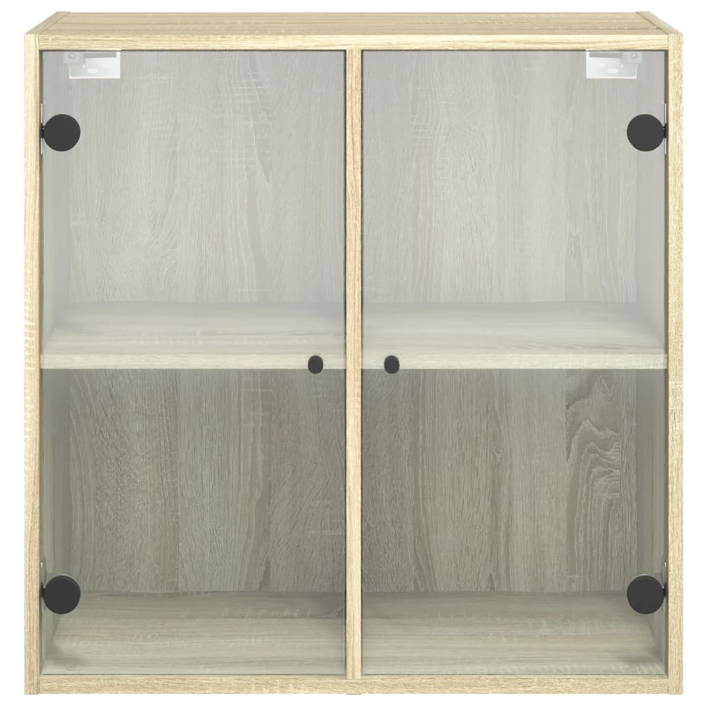 Wall Cabinet with Glass Doors Sonoma Oak 68x37x68.5 cm
