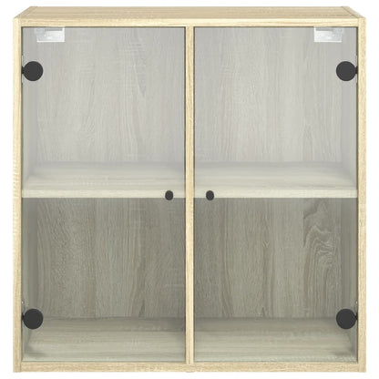Wall Cabinet with Glass Doors Sonoma Oak 68x37x68.5 cm