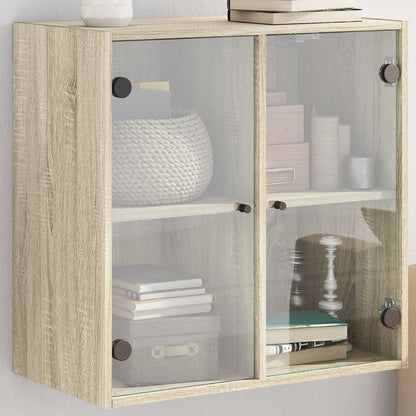 Wall Cabinet with Glass Doors Sonoma Oak 68x37x68.5 cm