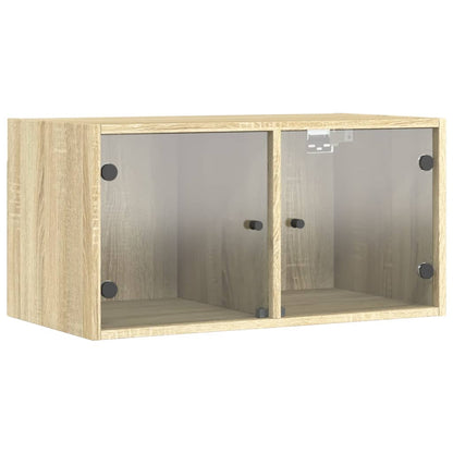 Wall Cabinet with Glass Doors Sonoma Oak 68.5x37x35 cm