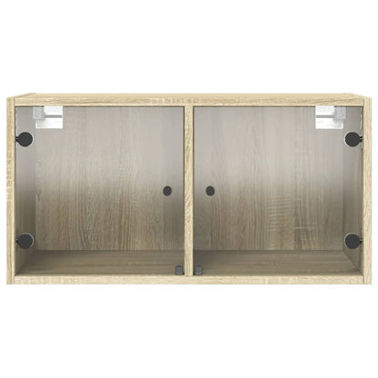 Wall Cabinet with Glass Doors Sonoma Oak 68.5x37x35 cm