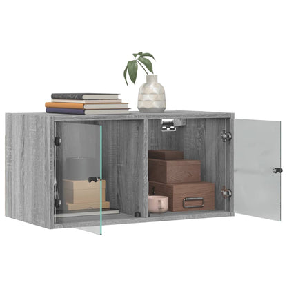Wall Cabinets with Glass Doors 2 pcs Grey Sonoma 68.5x37x35 cm