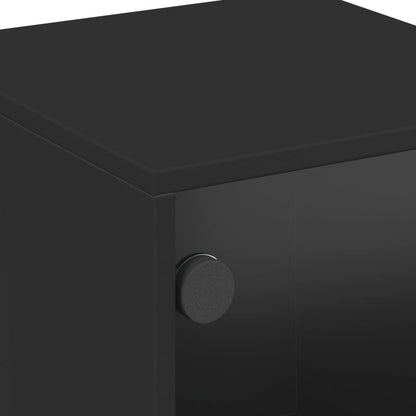 Bedside Cabinets with Glass Doors 2 pcs Black 35x37x50 cm