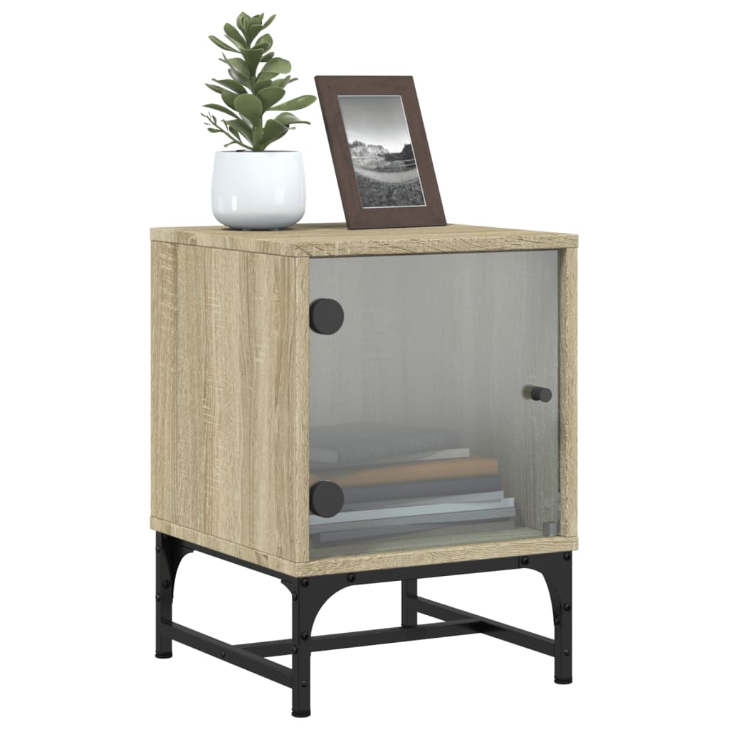 Bedside Cabinets with Glass Doors 2 pcs Sonoma Oak 35x37x50 cm