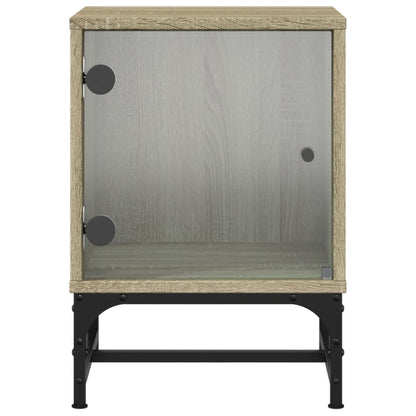 Bedside Cabinets with Glass Doors 2 pcs Sonoma Oak 35x37x50 cm