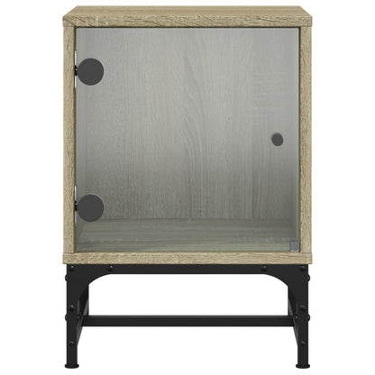 Bedside Cabinets with Glass Doors 2 pcs Sonoma Oak 35x37x50 cm