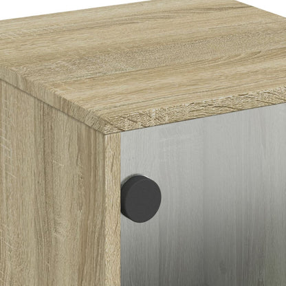 Bedside Cabinets with Glass Doors 2 pcs Sonoma Oak 35x37x50 cm