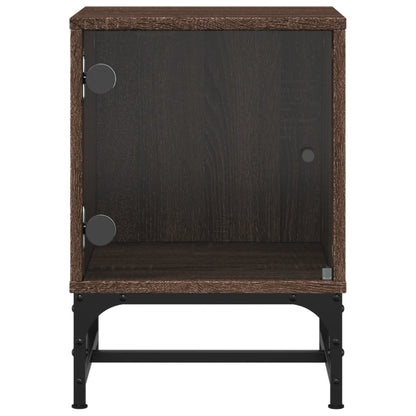 Bedside Cabinet with Glass Door Brown Oak 35x37x50 cm