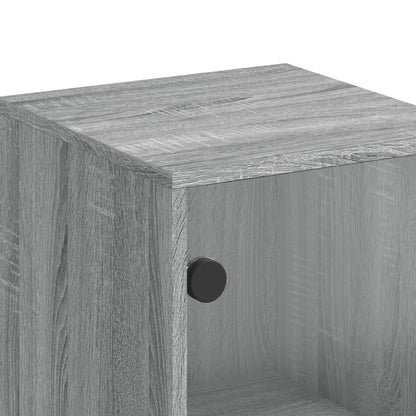 Side Cabinet with Glass Doors Grey Sonoma 35x37x100 cm