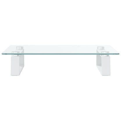Monitor Stand White 40x35x8 cm Tempered Glass and Metal