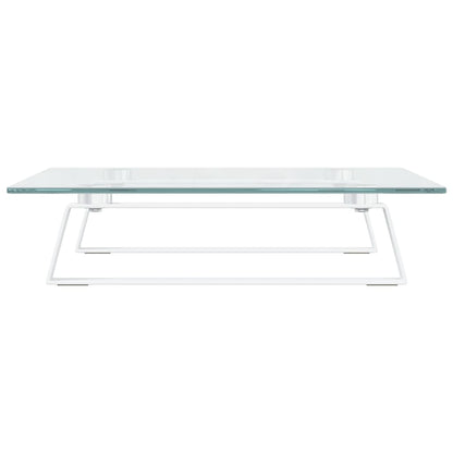 Monitor Stand White 40x35x8 cm Tempered Glass and Metal
