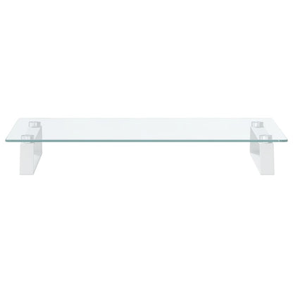 Monitor Stand White 60x35x8 cm Tempered Glass and Metal