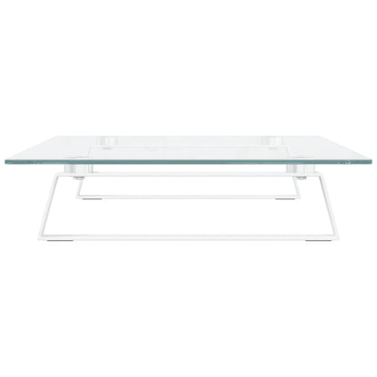 Monitor Stand White 60x35x8 cm Tempered Glass and Metal