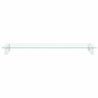 Monitor Stand White 100x35x8 cm Tempered Glass and Metal