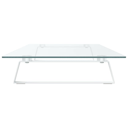 Monitor Stand White 100x35x8 cm Tempered Glass and Metal